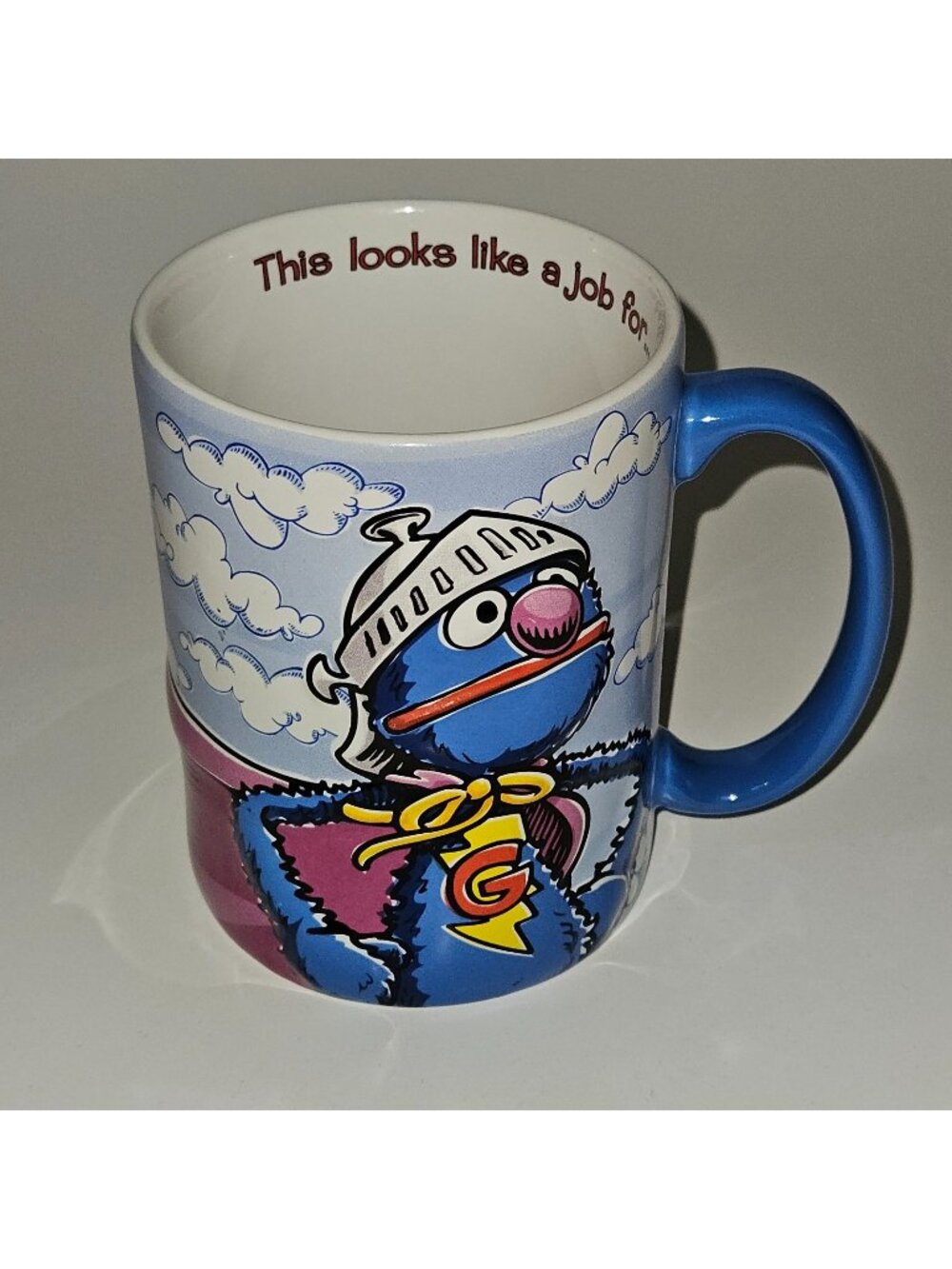 VTG Super Grover Mug Sesame Street Gund 2004 This Looks Like A Job For